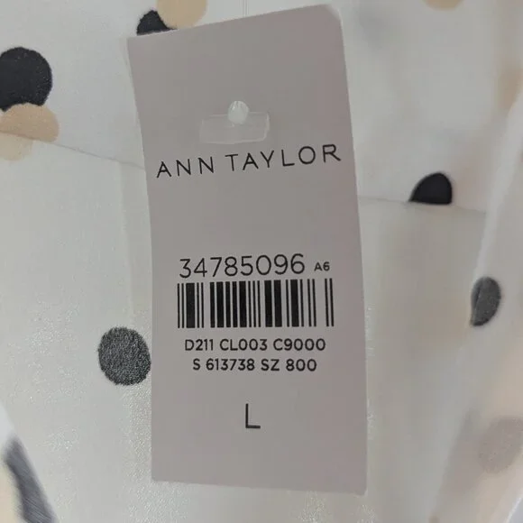 NWT Ann Taylor Classic Shirt Polka Dots Size Large - Picture 3 of 12